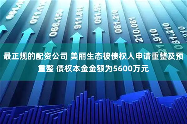最正规的配资公司 美丽生态被债权人申请重整及预重整 债权本金金额为5600万元